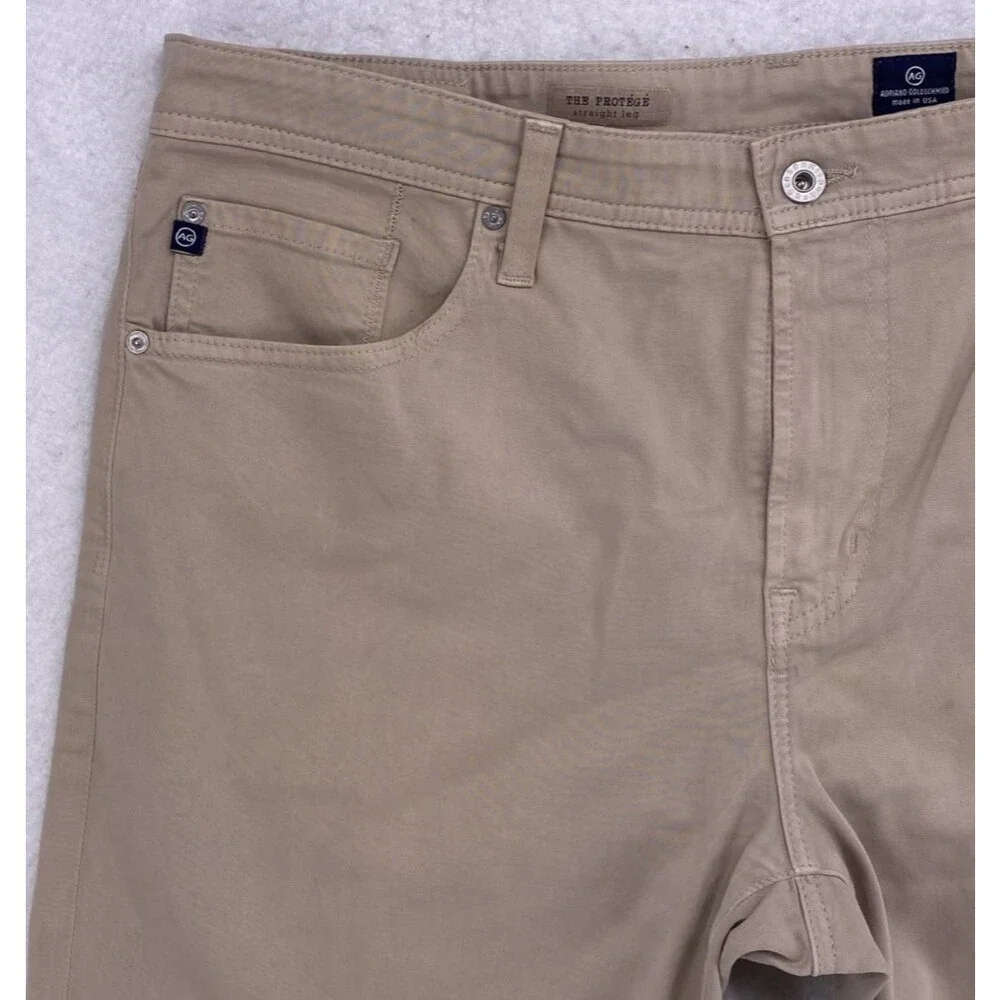 AG Adriano Goldschmied The Protege Straight Leg Pants 38x34 Khaki Tan Made in US